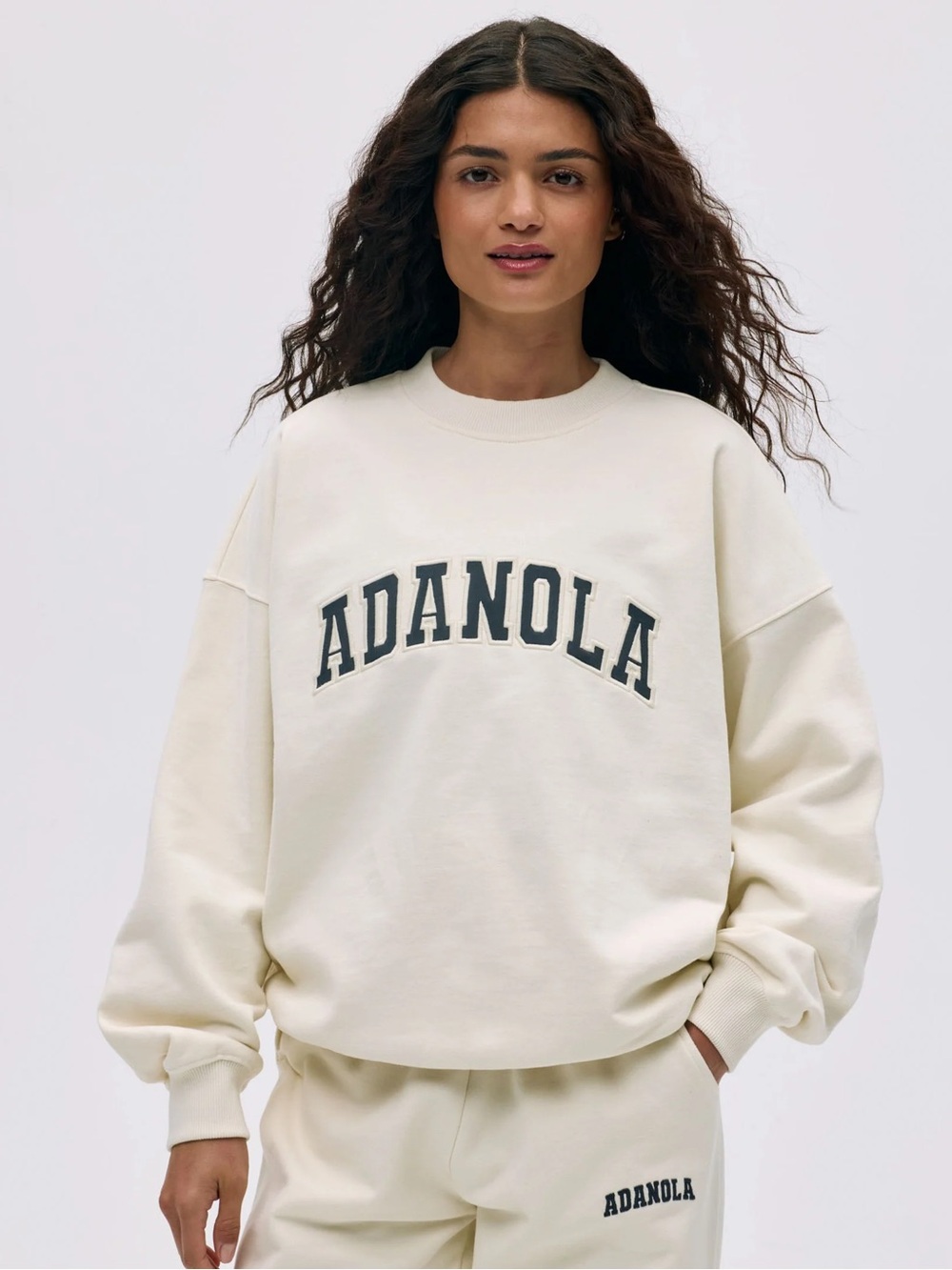 Adanola Gray Logo Pullover Sweatshirt